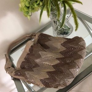 Crochet leather weave bag